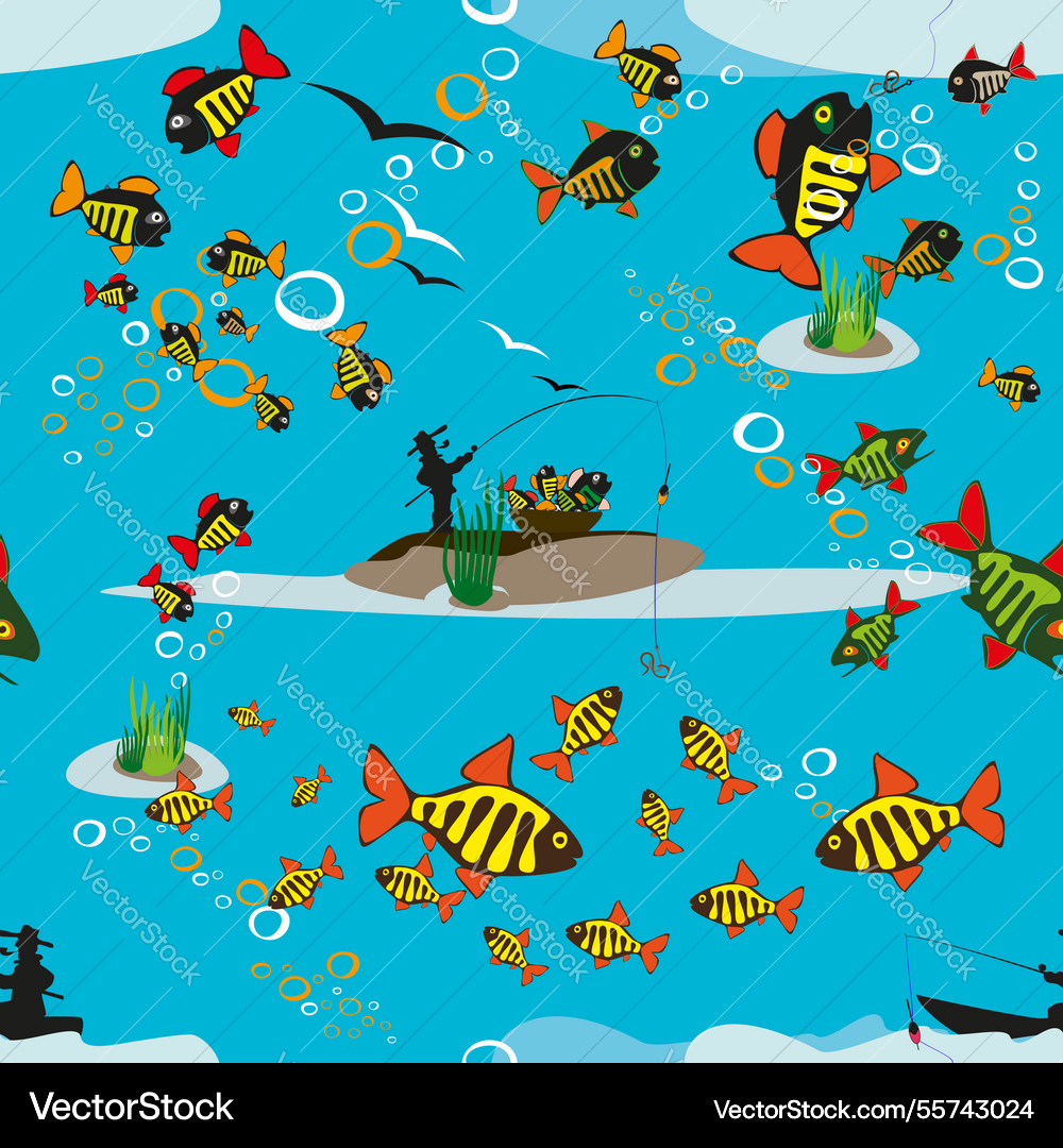 Beautiful fish pattern fishing summer Royalty Free Vector