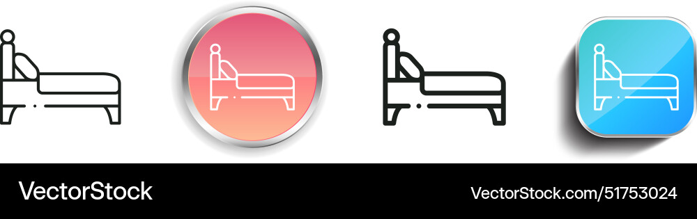Bed icon thin linear regular and button style vector image