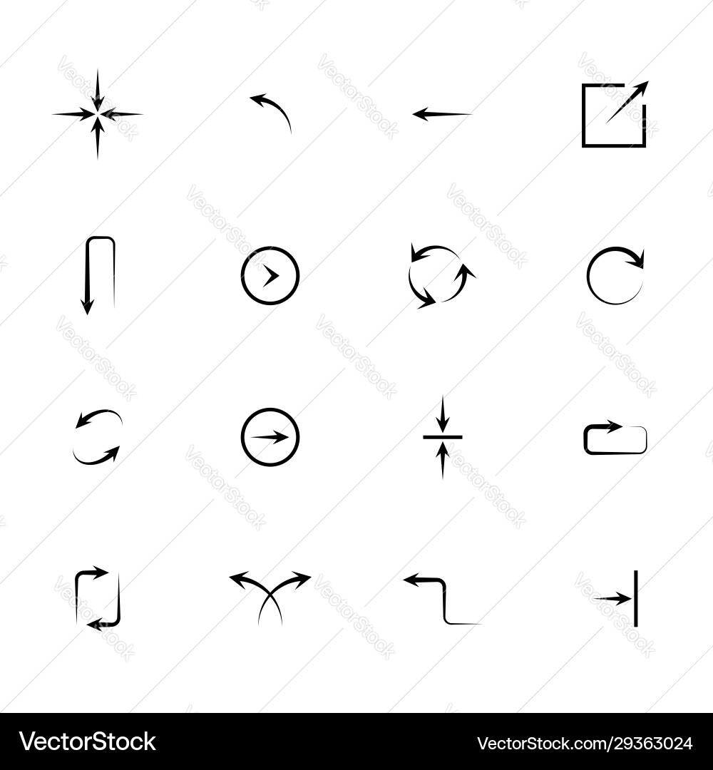 Black arrows icon set pointers for navigation Black arrows icon set pointers for navigation vector image