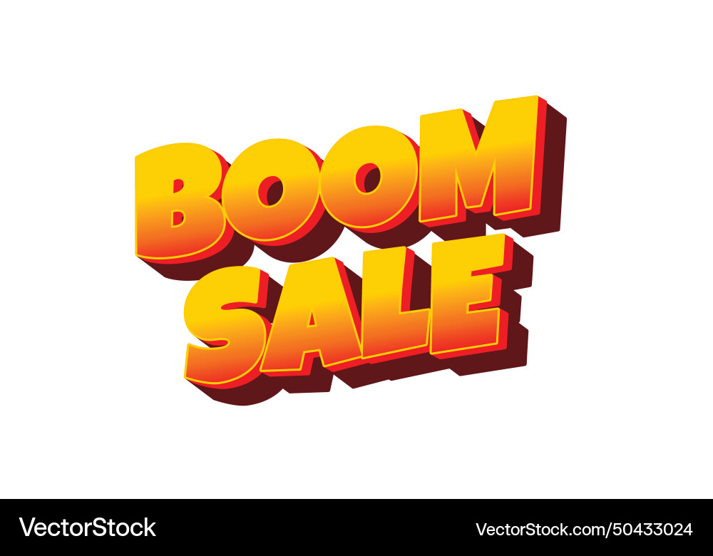 Boom sale text effect in eye catching color Vector Image