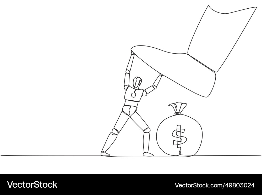 Continuous one line drawing the new robot holds Continuous one line drawing the new robot holds vector image