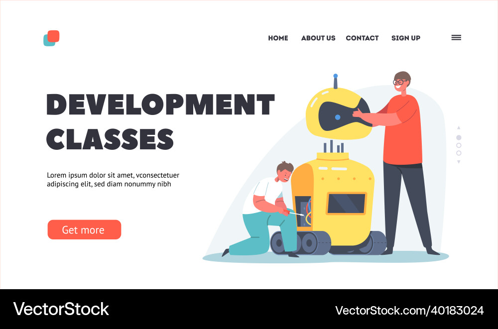 Development classes landing page template Development classes landing page template vector image