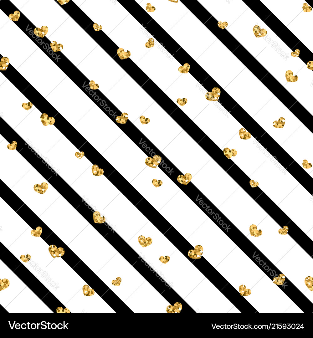 Gold heart seamless pattern black-white geometric Gold heart seamless pattern black-white geometric vector image