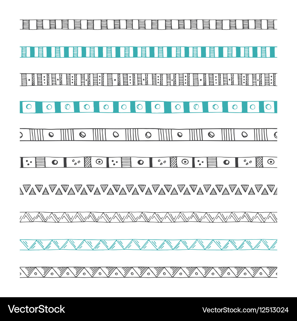 Hand drawn borders design elements pattern brush vector image