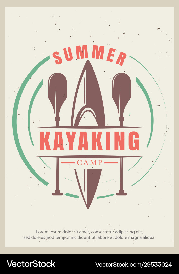 Retro Summer Kayaking Poster Vector Image