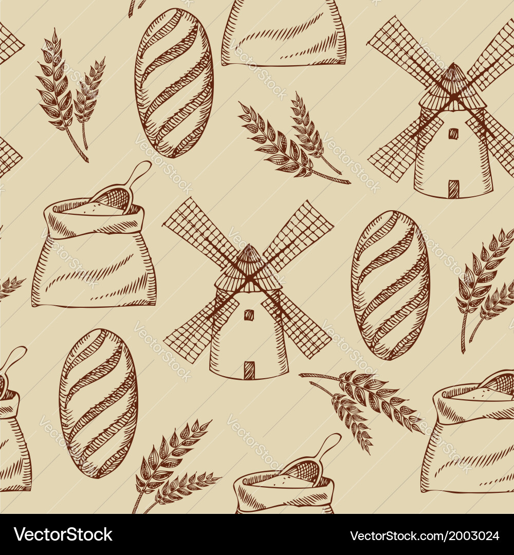 Seamless bakery pattern retro design vector image