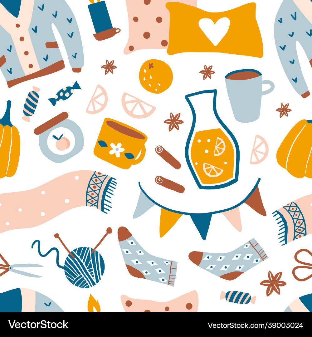 Seamless pattern with cute things and objects vector image