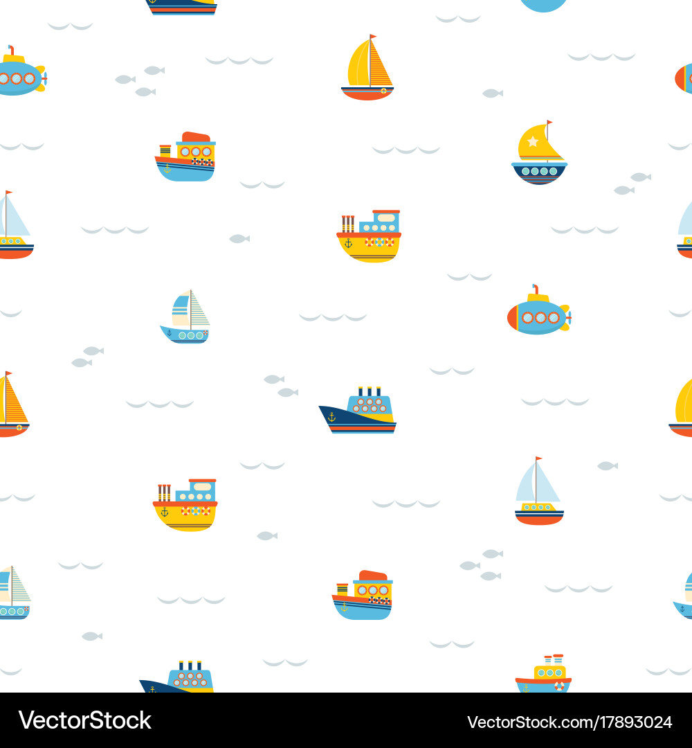 Seamless pattern with nautical design elements vector image