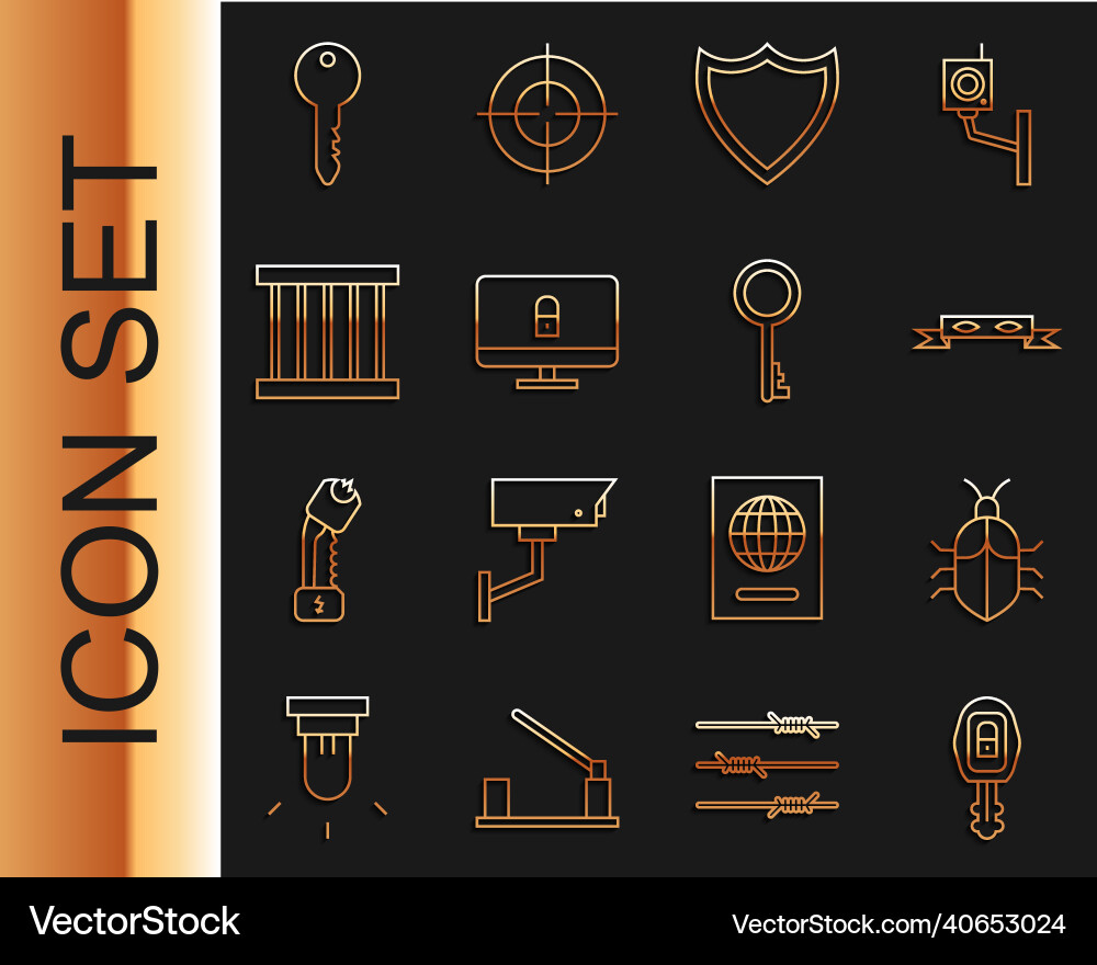 Set line car key with remote system bug concept Set line car key with remote system bug concept Vector Image