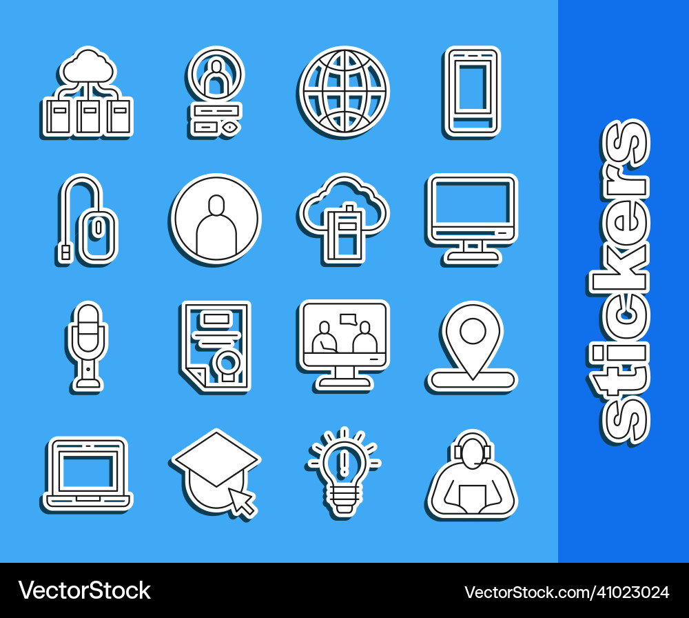 Set line student location computer monitor Set line student location computer monitor vector image