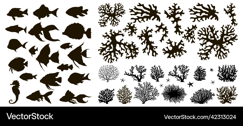 Set of underwater objects Set of underwater objects vector image