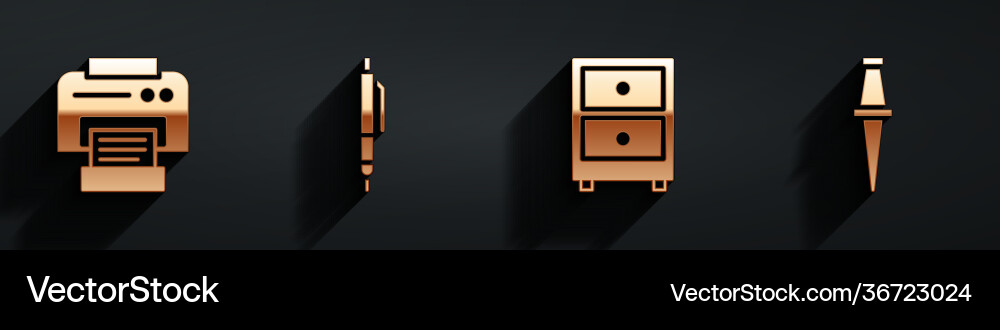 Set printer pen drawer with documents and push Set printer pen drawer with documents and push vector image