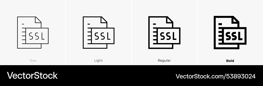 Ssl icon thin light regular and bold style design Ssl icon thin light regular and bold style design vector image