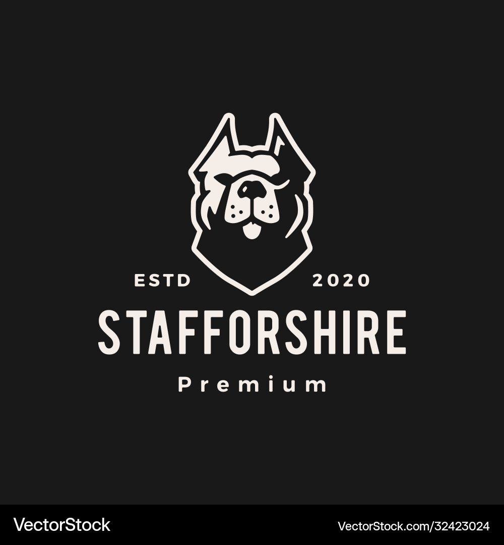 Staffordshire terrier dog hipster vintage logo Staffordshire terrier dog hipster vintage logo vector image