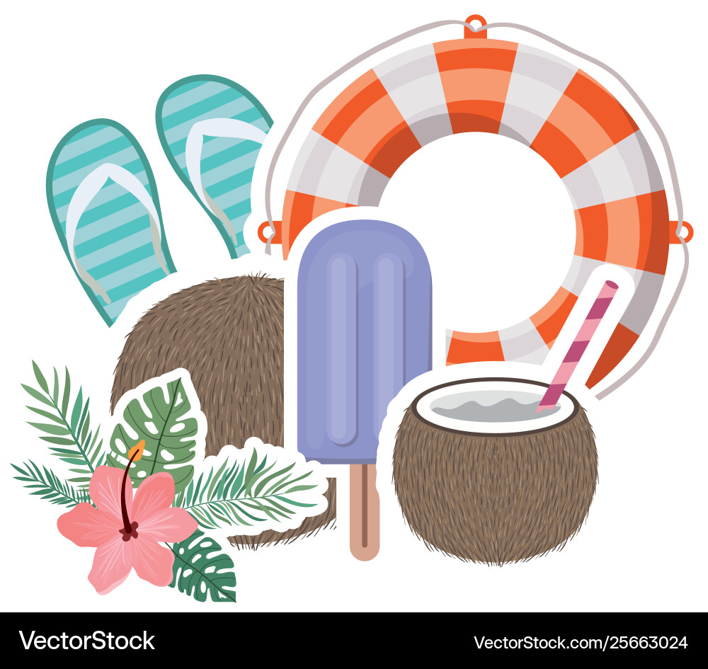 Summer objects in white background Vector Image