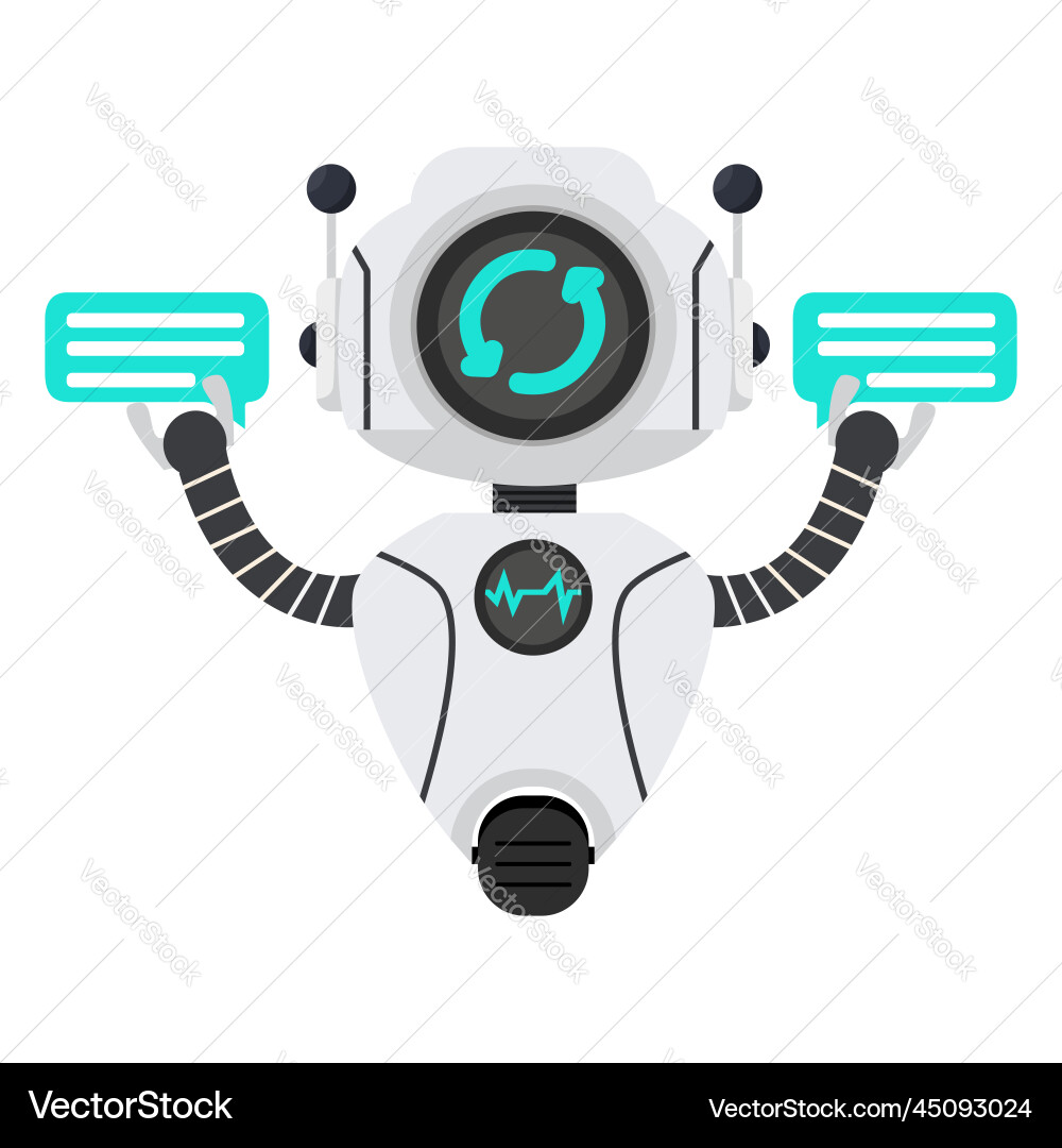 Talking Robot Speech Bubbles - AI Character vector image