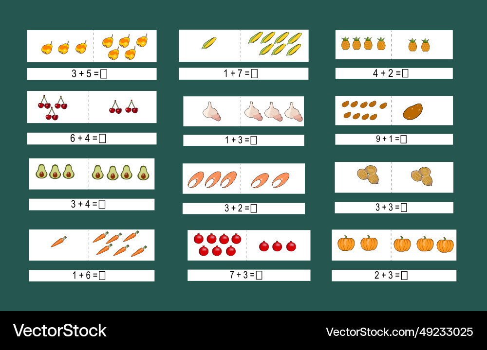 Activity sheet template for mathematics addition Vector Image
