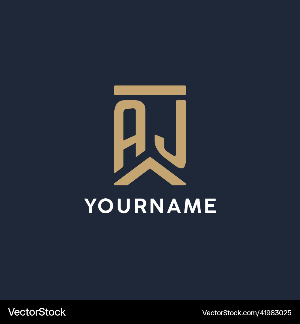 Aj initial monogram logo design in a rectangular Vector Image
