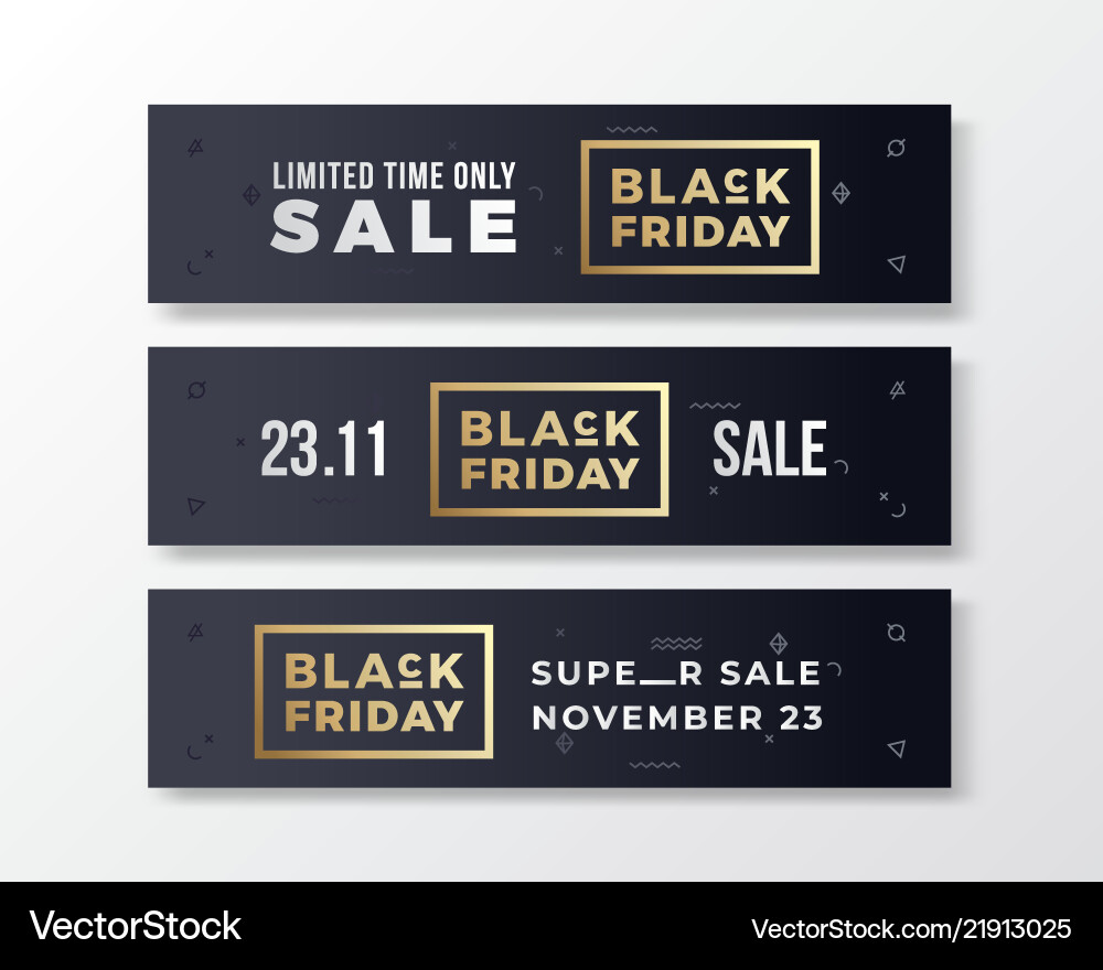 Black friday stylish premium banners set modern Black friday stylish premium banners set modern vector image