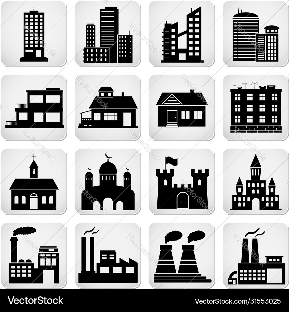 Building Icon Set Vector Image