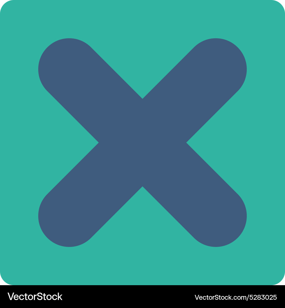 Cancel flat cobalt and cyan colors rounded button vector image