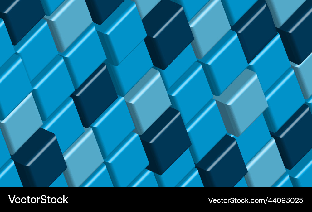 Cube 3d abstract background in blue color vector image