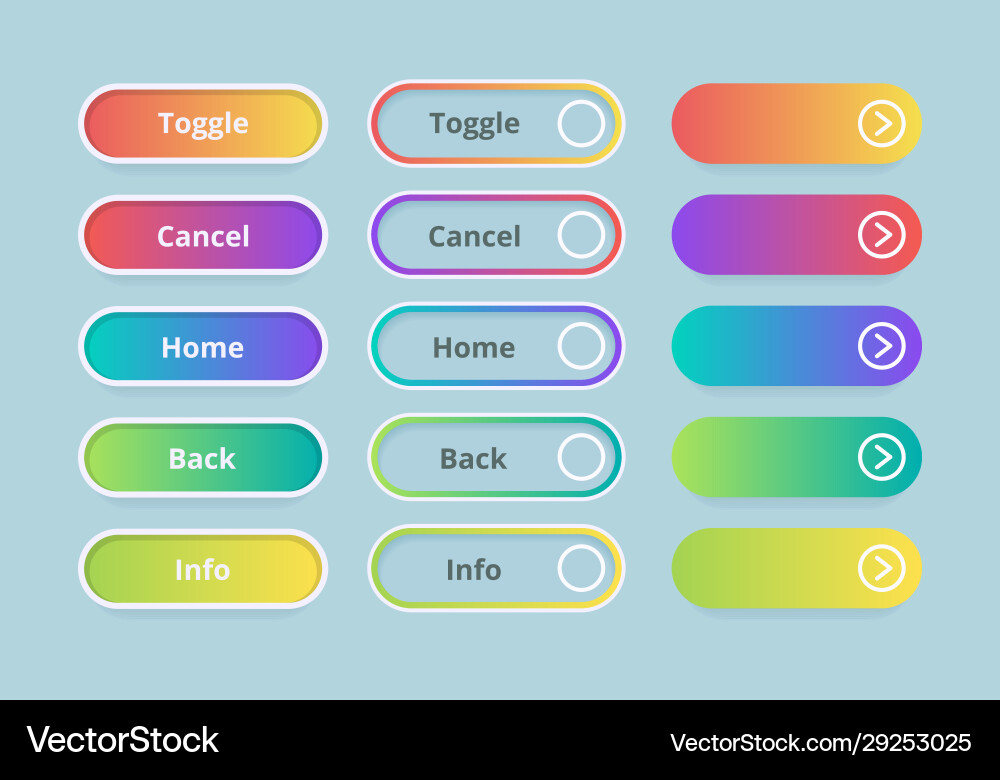 Gradient Web UI Buttons vector image