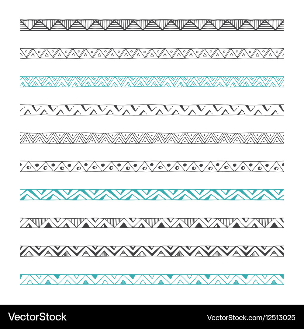 Hand drawn borders design elements pattern brush vector image