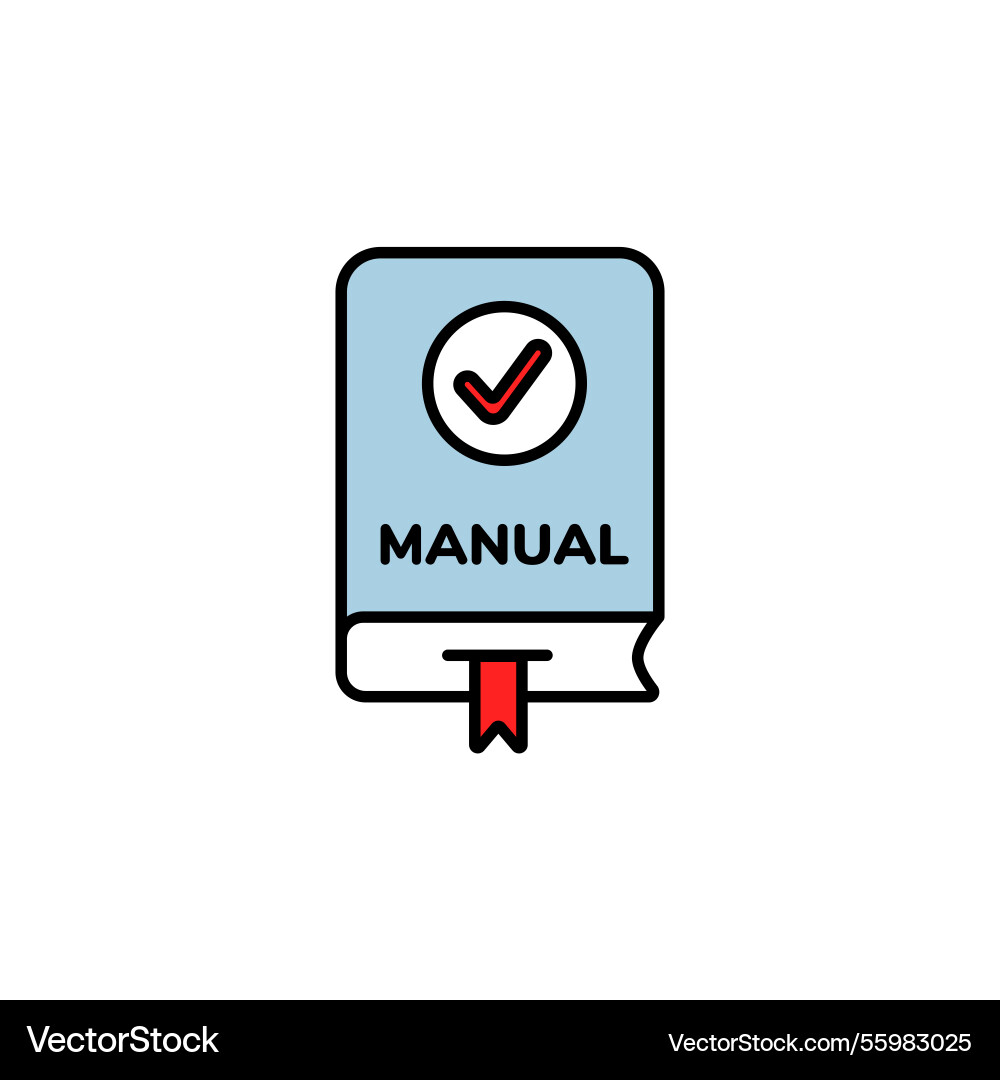 Instruction manual with checkmark icon represents vector image