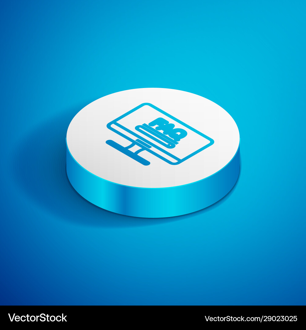 Isometric line computer monitor with text faq Isometric line computer monitor with text faq vector image