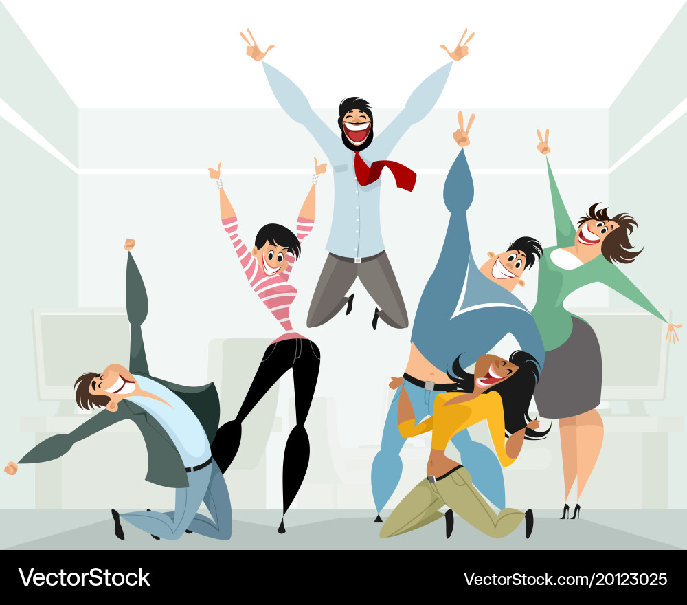 Joyful Office Team Royalty Free Vector Image - VectorStock