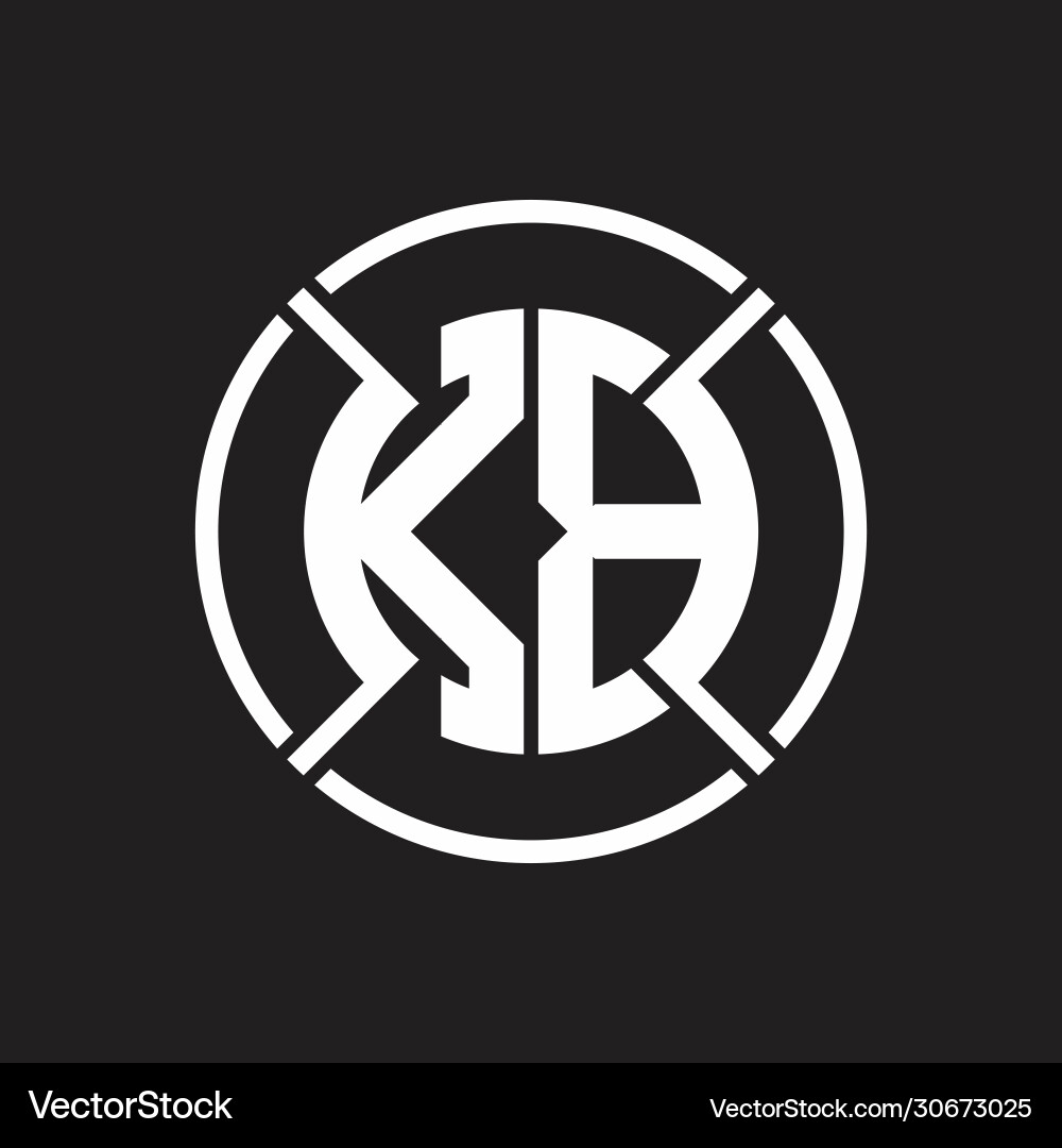 Kb logo monogram with four part circle slash vector image