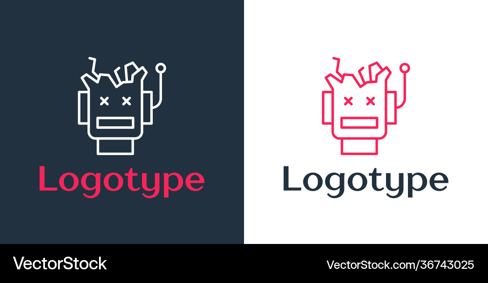 Logotype line broken robot icon isolated on white Logotype line broken robot icon isolated on white vector image