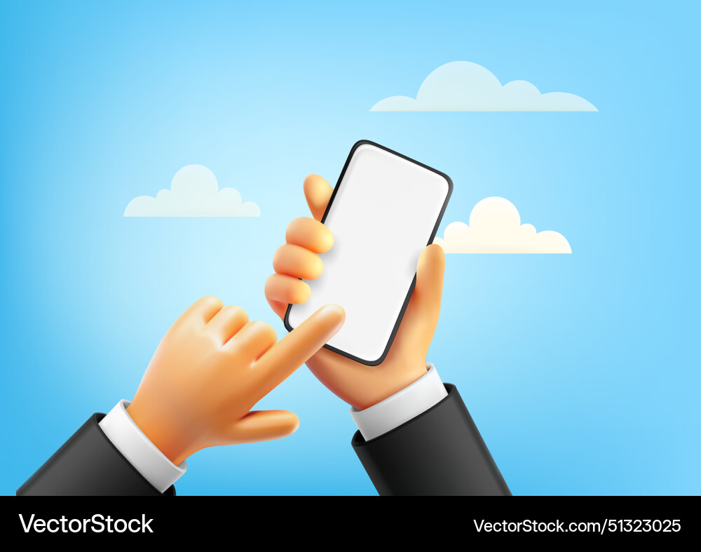 Man using mobile application on modern smartphone Vector Image