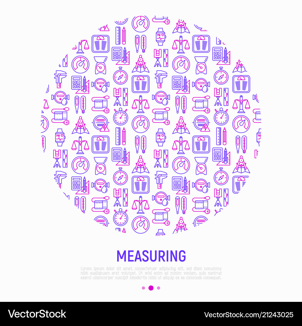 Measuring concept in circle with thin line icons Measuring concept in circle with thin line icons vector image