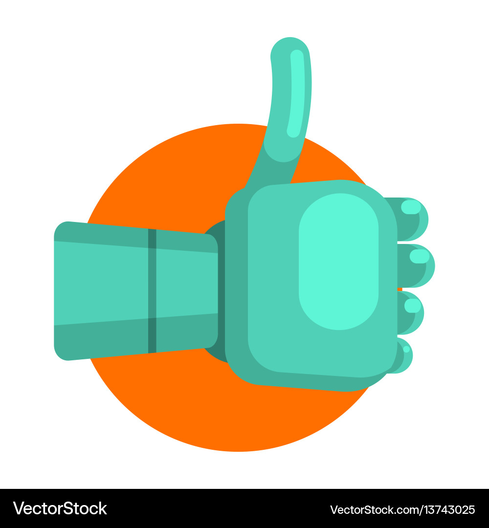Metal android hand showing thumb up part Vector Image