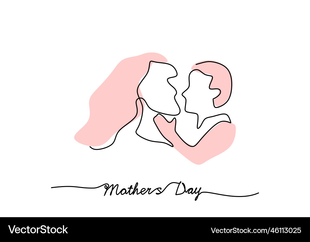 One continuous single line of mother and child Vector Image