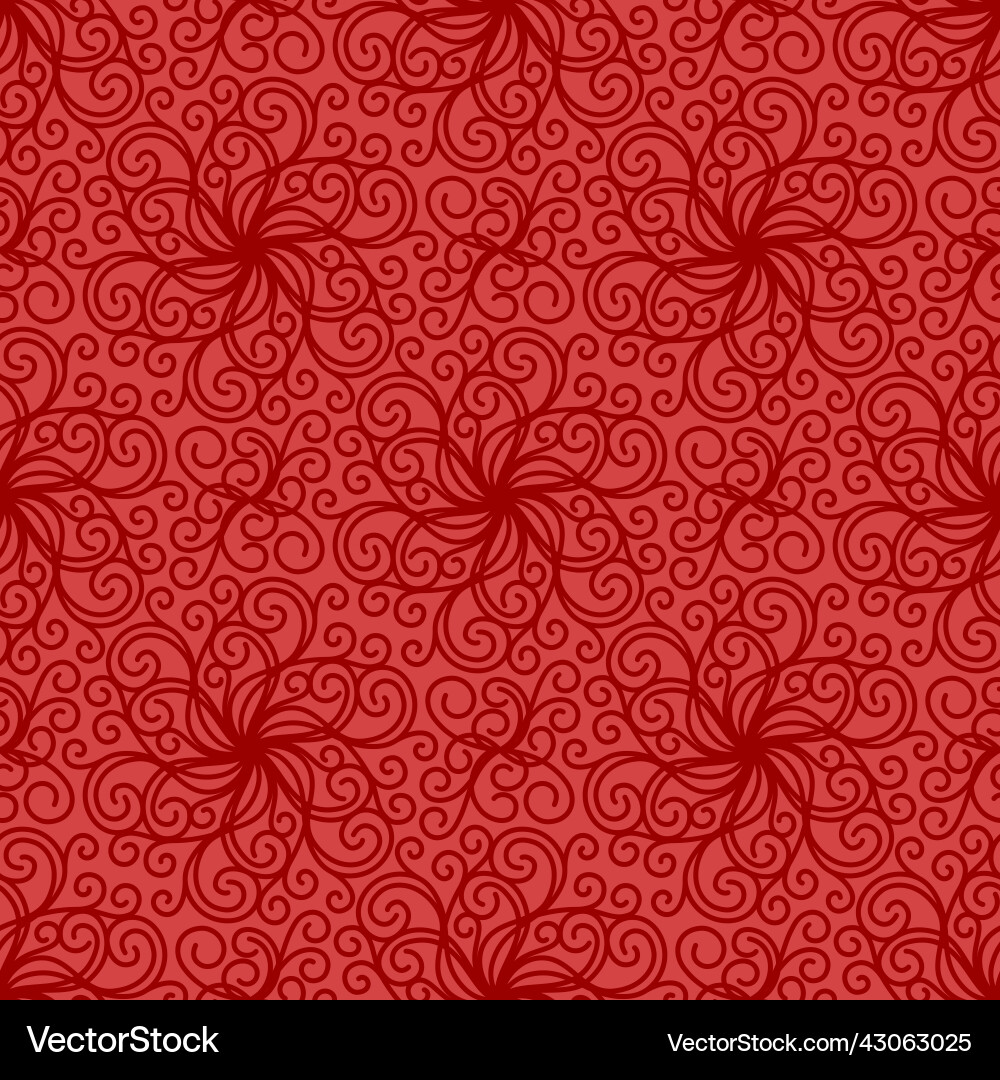 Red seamless background with spiral curls Vector Image