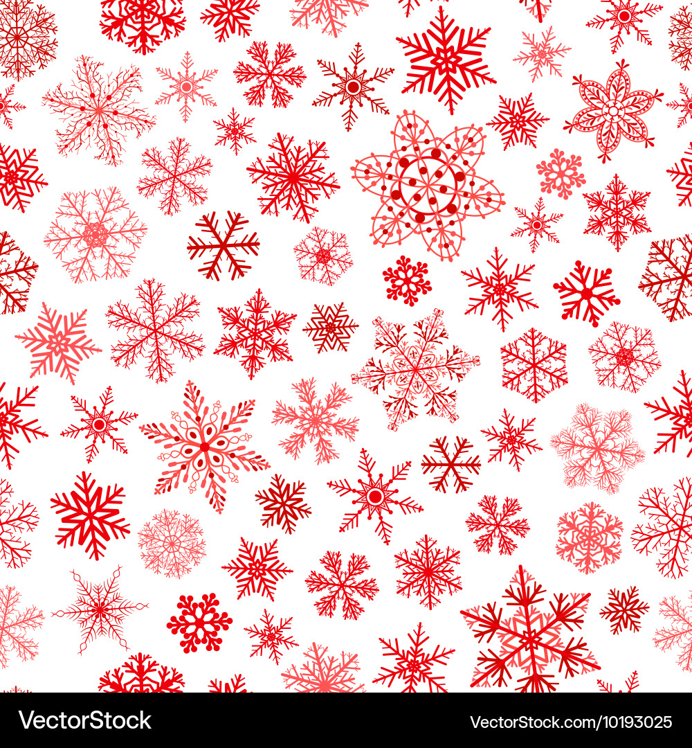 Red Snowflake Winter Seamless Pattern Vector Image
