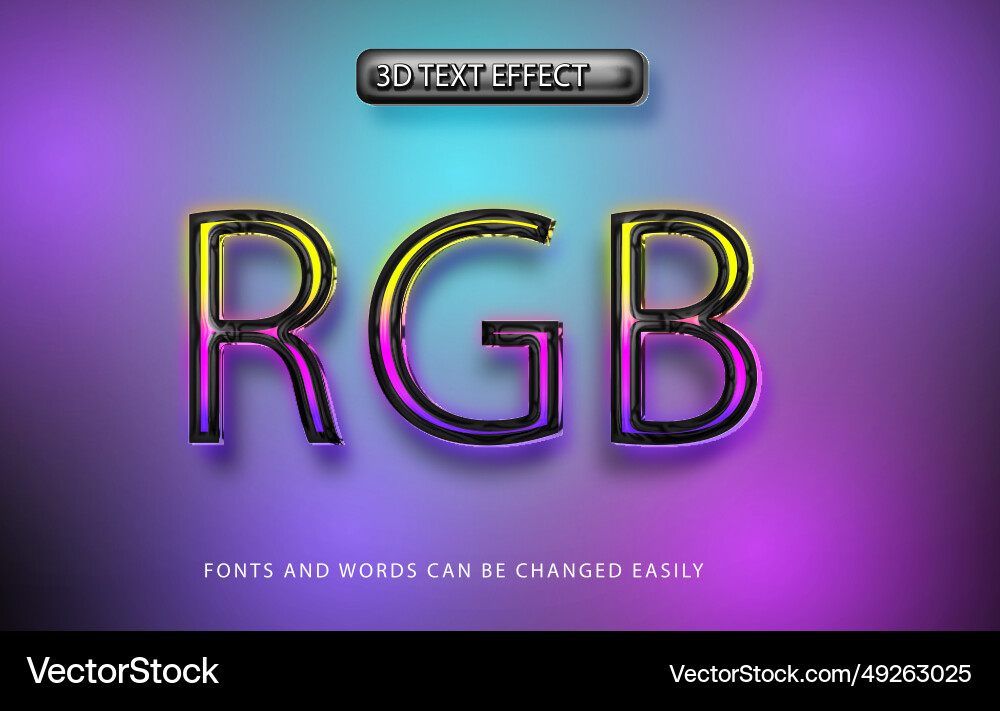 Rgb 3d editable text effect style Rgb 3d editable text effect style vector image