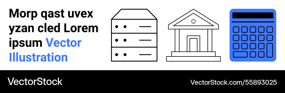 Server stack bank building and calculator Server stack bank building and calculator Vector Image