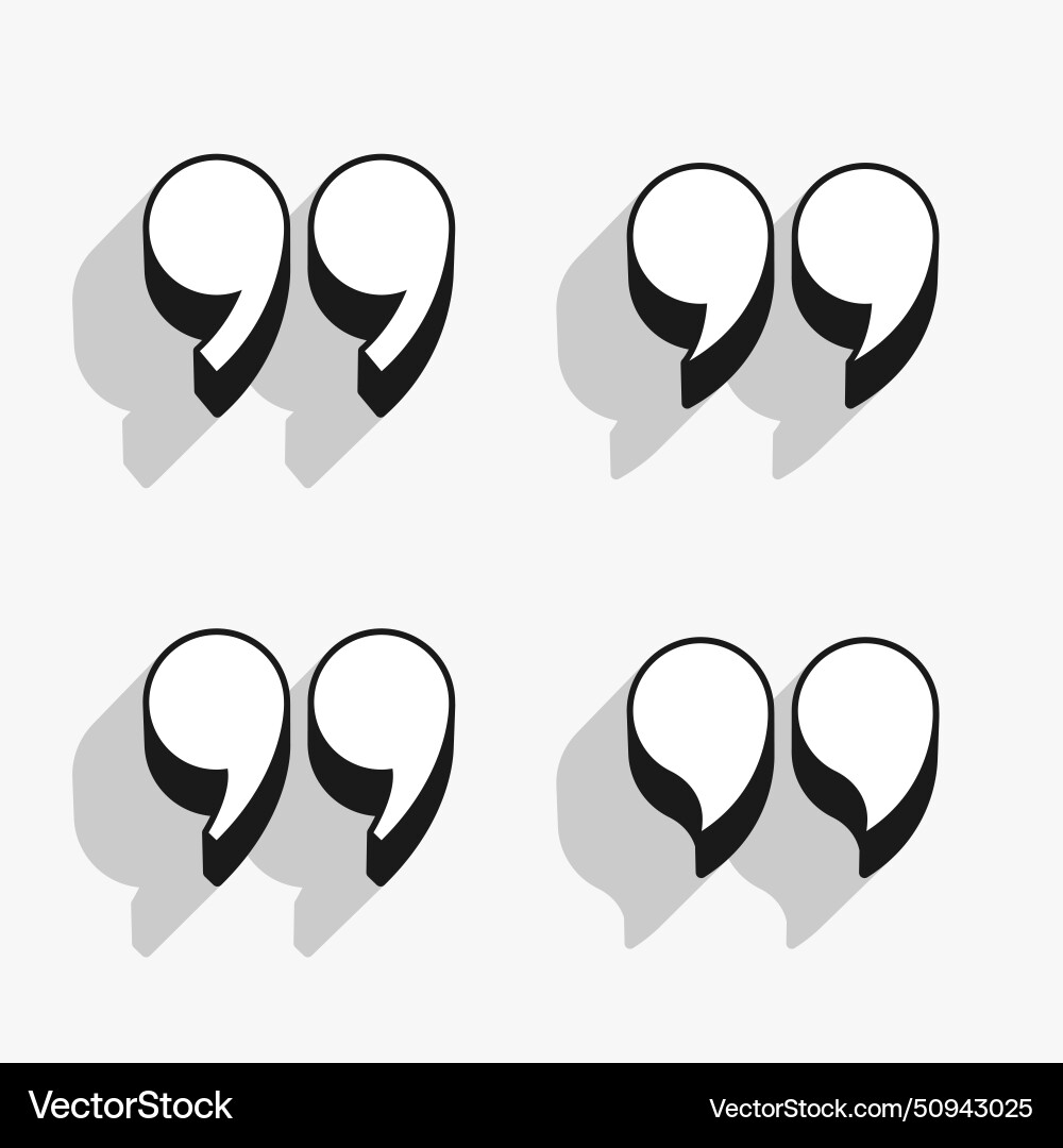Set of 3d quotation comma mark background for web vector image