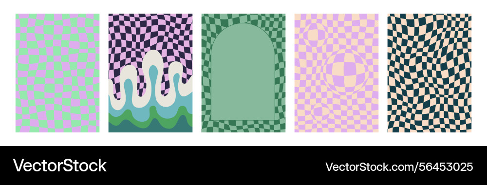 Set of psychedelic retro patterns abstract groovy Set of psychedelic retro patterns abstract groovy vector image