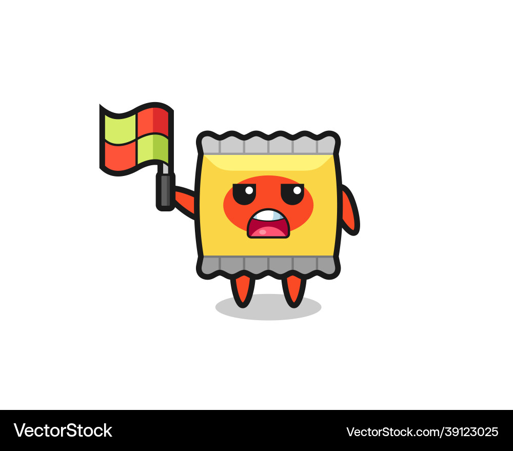 Snack character as line judge putting the flag up Snack character as line judge putting the flag up vector image
