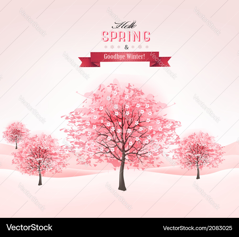 Spring background with blossoming sakura trees vector image