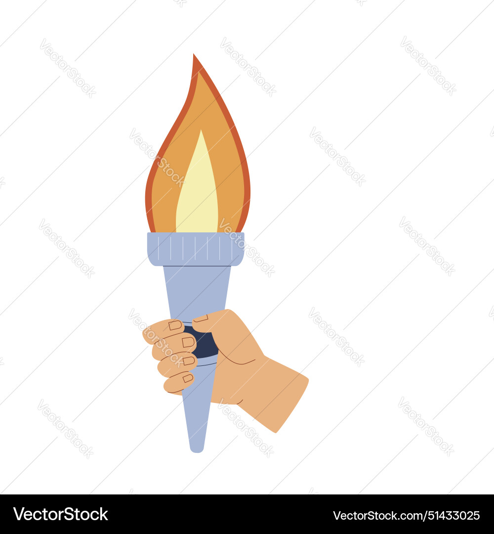 Torches with burning flame in hand symbol Torches with burning flame in hand symbol vector image