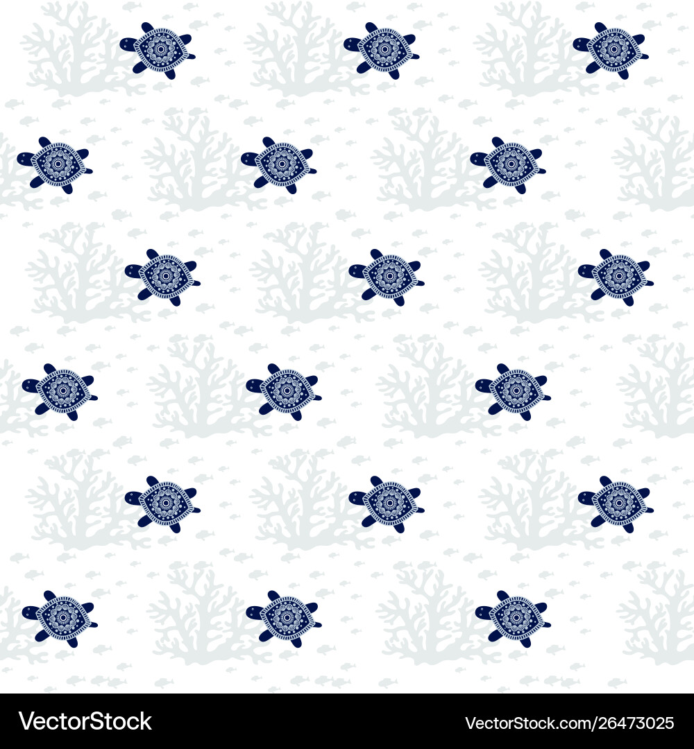 Turtles seamless pattern vector image