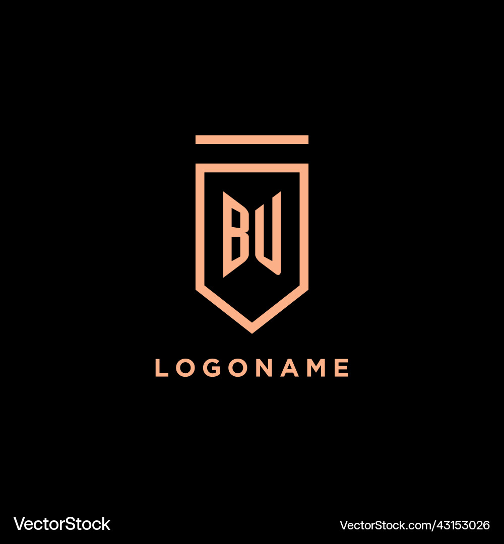 Bu monogram initial with shield logo design icon vector image