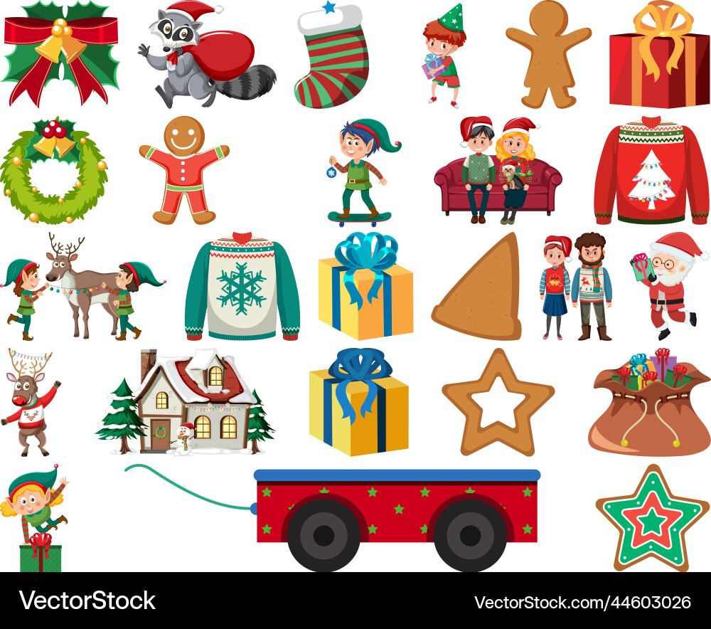 Christmas characters and elements set Christmas characters and elements set vector image
