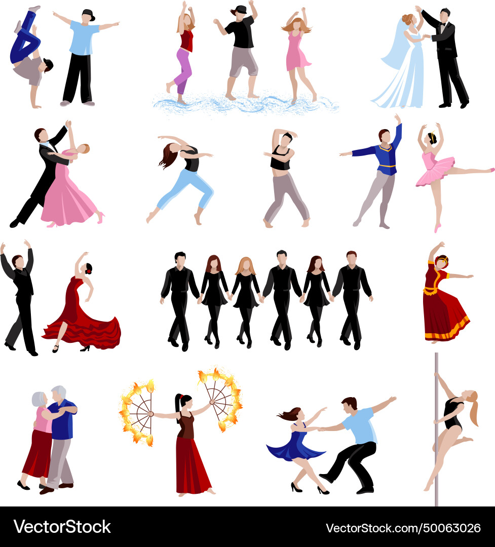 Dancing people icons set Dancing people icons set vector image